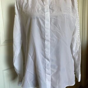 MICHAEL Michael Kors White Button Down Shirt with Textured Fabric